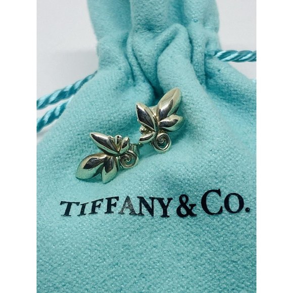 Tiffany & Co. Paloma Picasso Olive Leaf Stud Earrings Silver 925 Mint Pouch - Picture 4 of 6